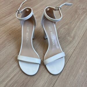White 6.5 Stuart weitzman block heels